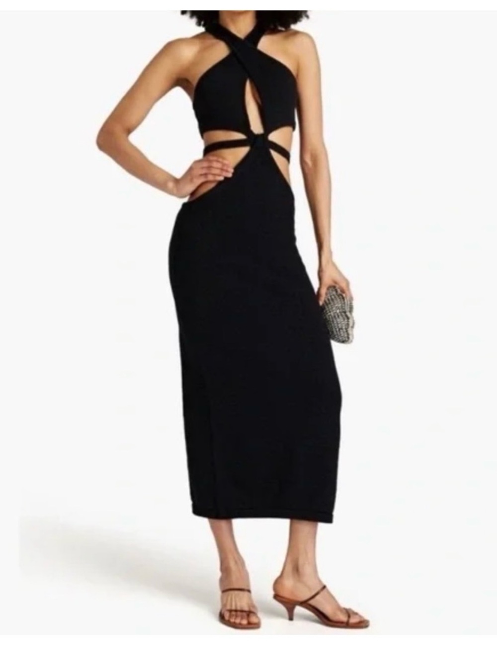 NWT Cult Gaia Aziza Knit Cutout Halter Maxi Dress Black L - Picture 13 of 16